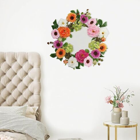 18 Inch Summer Wreaths for Front Door, Colorful Spring Summer Floral Wreath with Peony, Hydrangea and Greenery, Premium Artificial Wreath for Porch Wall Entryway Farmhouse Home Decor in Saudi Arabia