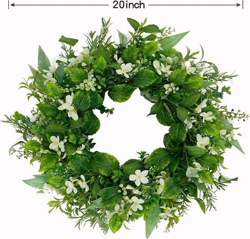WreathDream Artificial Spring Wreaths for Front Door Summer Door Wreath with White Babys Breath for Front Door Indoor Outdoor Farmhouse Home Porch Wall Window Festival Wedding Decor in Saudi Arabia
