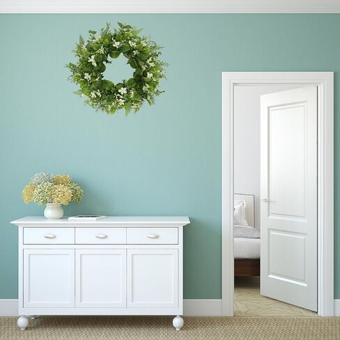 WreathDream Artificial Spring Wreaths for Front Door Summer Door Wreath with White Babys Breath for Front Door Indoor Outdoor Farmhouse Home Porch Wall Window Festival Wedding Decor in Saudi Arabia