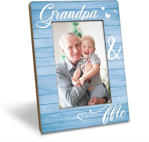 Grandpa & Me Photo Frame, Holds 4 x 6 Inch Photo, Farmhouse Style, Rustic Wooden Picture Frame Gift for Birthday, Christmas, Father's Day in Saudi Arabia