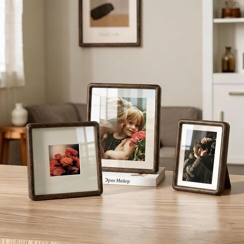 Acovy 8.5x11 Picture Frame, Natural Solid Wenge Wood Photo Frame with HD Tempered Glass, Rounded Corner Wooden Frame 8.5 x 11 Matted to 6x8, Gallery Wall Frames for Art, Wall or Tabletop Display in Kuwait