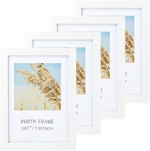 5x7 Picture Frame White Set of 4, Display Pictures 5x7 without Mat, Photo Frame with HD Plexiglass for Tabletop or Wall Display in Saudi Arabia