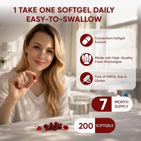 Rovina Astaxanthin 12mg Softgels - Premium Astaxanthin from Microalgae, Triple Strength, Immune Support - Non-GMO & Gluten Free 200 Softgels (1) in Saudi Arabia