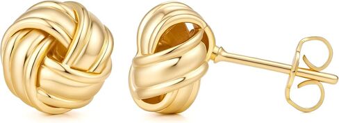 varger 14K Gold Earrings for Women Gold Studs Earrings 14K Gold Stud Earring for Women Studs Knots Stand for Love and Forever Knot Stud Earring for Womens 10mm in Saudi Arabia