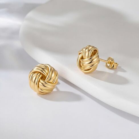 varger 14K Gold Earrings for Women Gold Studs Earrings 14K Gold Stud Earring for Women Studs Knots Stand for Love and Forever Knot Stud Earring for Womens 10mm in Saudi Arabia