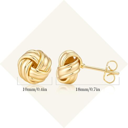 varger 14K Gold Earrings for Women Gold Studs Earrings 14K Gold Stud Earring for Women Studs Knots Stand for Love and Forever Knot Stud Earring for Womens 10mm in Saudi Arabia