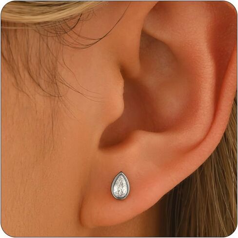 Dangle Earrings for Women 18K Gold Plated Cubic Zirconia Long Drop Earrings Dainty Baguette Pear Star CZ Stud Earring Trendy Diamond Teardrop Earring in Saudi Arabia