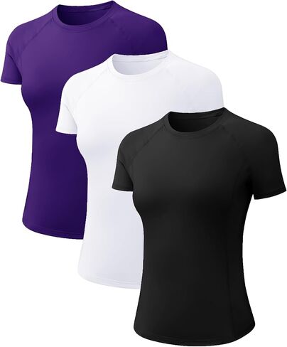 Women's Compression Shirt Short Sleeve Workout Tops Athletic Basic Casual Cool Dry T-Shirt Running Yoga Base Layer in Saudi Arabia