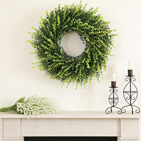 28 Inch Boxwoods Door Wreaths for Front Door, Large Artificial Spring Summer Greenery Wreaths for Porch Wall Window Rustic Farmhouse Wedding Home Outdoor Indoor Decorations in Saudi Arabia
