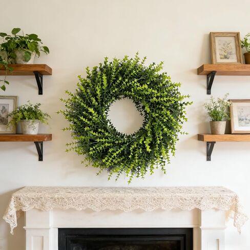 28 Inch Boxwoods Door Wreaths for Front Door, Large Artificial Spring Summer Greenery Wreaths for Porch Wall Window Rustic Farmhouse Wedding Home Outdoor Indoor Decorations in Saudi Arabia