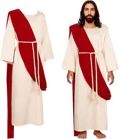 Jesus Costume Adult Men Biblical Religious Christ Costume Includes Waist Rope For Disciple Costumes in Saudi Arabia