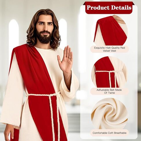 Jesus Costume Adult Men Biblical Religious Christ Costume Includes Waist Rope For Disciple Costumes in Saudi Arabia