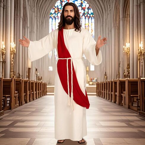 Jesus Costume Adult Men Biblical Religious Christ Costume Includes Waist Rope For Disciple Costumes in Saudi Arabia