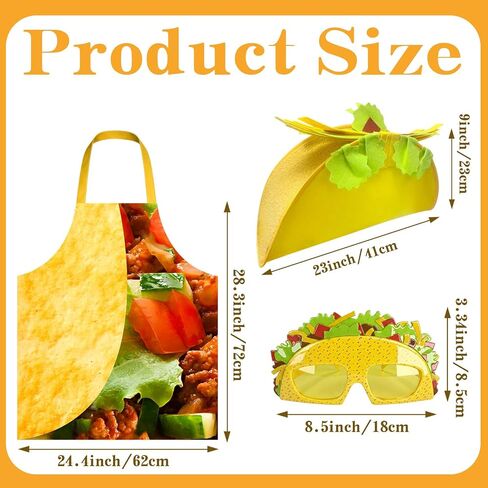 Taco Costume Set for Adults, Unisex Men Women Halloween Food Costume with Hat, Apron, and Glasses, Standard Size, Mexican Theme Party Outfit in Saudi Arabia