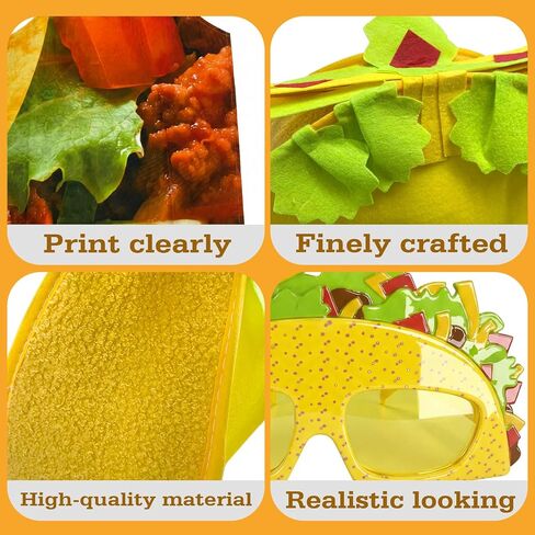 Taco Costume Set for Adults, Unisex Men Women Halloween Food Costume with Hat, Apron, and Glasses, Standard Size, Mexican Theme Party Outfit in Saudi Arabia