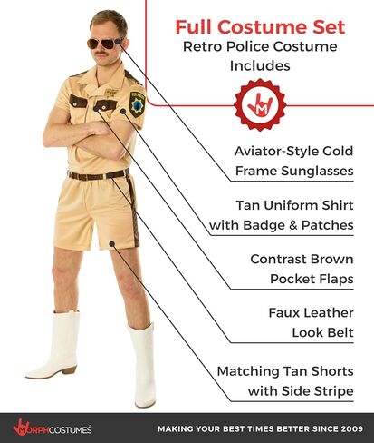 Morph Cop Costume Men, Police Costume Man, Sheriff Costumes, Border Patrol Outfit, Trooper Outfit, Halloween Costumes For Men in Kuwait