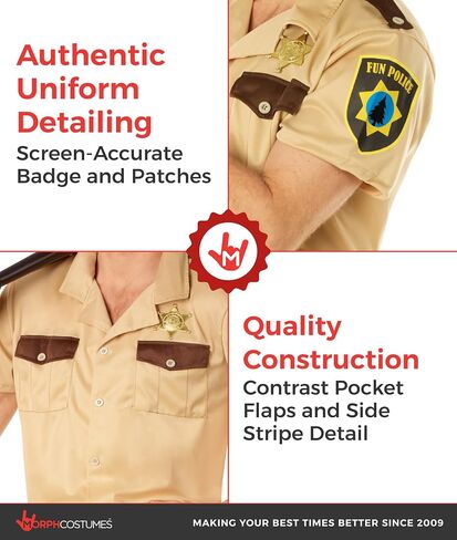 Morph Cop Costume Men, Police Costume Man, Sheriff Costumes, Border Patrol Outfit, Trooper Outfit, Halloween Costumes For Men in Kuwait