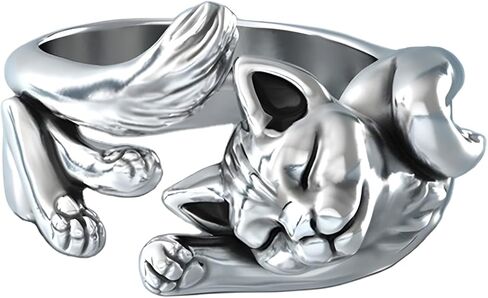 Cat Ring for Women Men Adjustable Open Lazy Cats Rings for Cat Lovers in Saudi Arabia