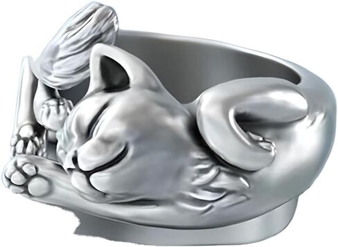 Cat Ring for Women Men Adjustable Open Lazy Cats Rings for Cat Lovers in Saudi Arabia