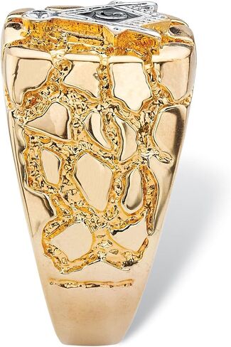 PalmBeach Men's Yellow Gold-Plated Masonic Insignia Nugget Ring Sizes 8-14 in Kuwait