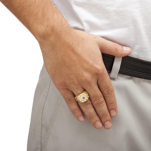 PalmBeach Men's Yellow Gold-Plated Masonic Insignia Nugget Ring Sizes 8-14 in Kuwait