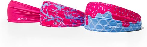 JUNK Brands Pink Headband Bundle – 3-Pack Big Bang Lite Sports Headbands (Bubblegum Blue + Hot Blue Scoop + Legally Pink) – Moisture-Wicking Performance Sweatbands in Kuwait
