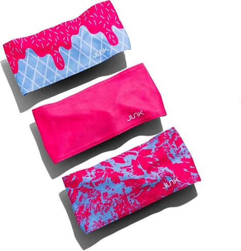 JUNK Brands Pink Headband Bundle – 3-Pack Big Bang Lite Sports Headbands (Bubblegum Blue + Hot Blue Scoop + Legally Pink) – Moisture-Wicking Performance Sweatbands in Kuwait
