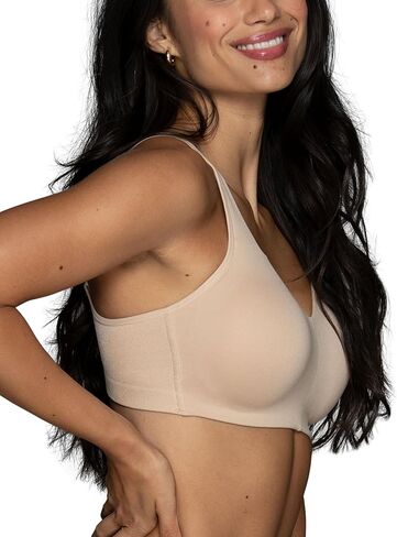 Vanity Fair Women's Wireless Beyond Comfort Bra with Breathable Cups (S-3XL), Convertible Straps (72204), 2 Pack Black/Neutral, X-Large in Kuwait