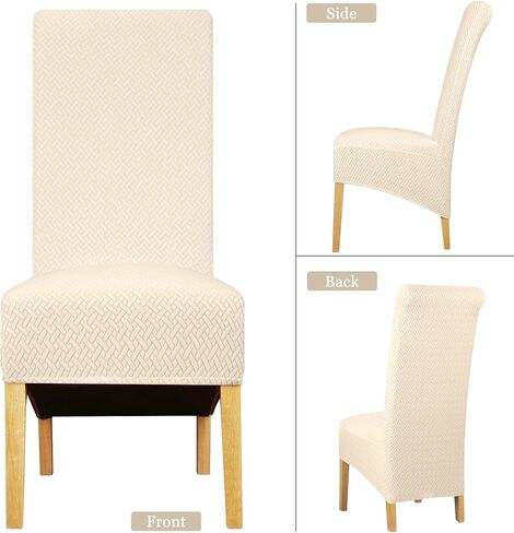 Lellen XL Size Stretch Chair Covers for Dining Room Large Dining Room Chair Slipcovers Dining Chair Covers Kitchen Reusable Parsons Side Chair Slipcover Soft Protector Set of 4,Cream in Saudi Arabia