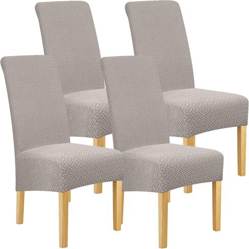 Lellen XL Size Stretch Chair Covers for Dining Room Large Dining Room Chair Slipcovers Dining Chair Covers Kitchen Reusable Parsons Side Chair Slipcover Soft Protector Set of 4,Cream in Saudi Arabia