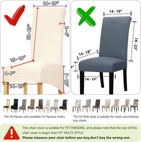 Lellen XL Size Stretch Chair Covers for Dining Room Large Dining Room Chair Slipcovers Dining Chair Covers Kitchen Reusable Parsons Side Chair Slipcover Soft Protector Set of 4,Cream in Saudi Arabia