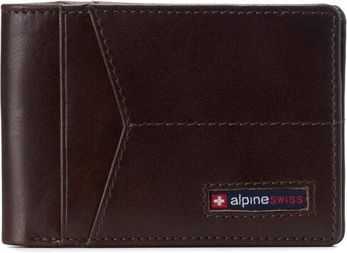 محفظة Alpine Swiss Delaney رفيعة ثنائية الطي | محفظة الجيب الأمامي | 8 فتحات للبطاقات، نافذة لبطاقة الهوية | فتحة للبطاقات الخارجية| جلد فاخر محمي بتقنية RFID | صندوق الهدايا in Kuwait