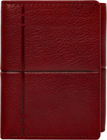 Time Resistance Leather Trifold Wallet – Billfold Credit Card and Cash Holder - Italian Handmade Minimalist Wallet (Red) in Saudi Arabia