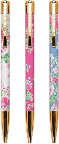 Laura Ashley Heirloom Cottage Pen Set - أقلامًا قابلة لإعادة التعبئة مع تصميمات الأزهار واللهجات الذهبية ، مجموعة من 3 في صندوق الهدايا الزخرفية - أقلام الكتابة على نحو سلس للمكتب والمدرسة والمجلة in Kuwait