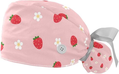 2 Pack Scrub Caps Surgical Hat for Women, Retro Flowers Nurse Hat Adjustable Tie Back Hat, Long Hair in Saudi Arabia