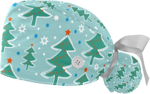 2 Pack Scrub Caps Surgical Hat for Women, Retro Flowers Nurse Hat Adjustable Tie Back Hat, Long Hair in Saudi Arabia
