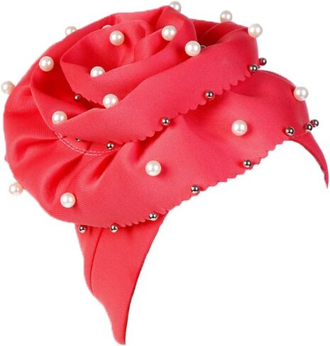 Turban Scarf Head Wrap Scarfs for Women Hat Beading Pearl Rose Detail in Saudi Arabia