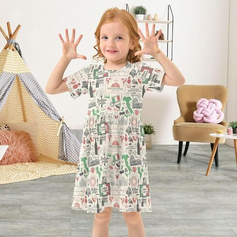Toddler Dress Girl Clothes A-Line Short Sleeve Sundress Girls Casual Dresses in Saudi Arabia