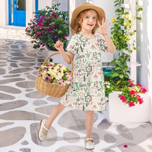 Toddler Dress Girl Clothes A-Line Short Sleeve Sundress Girls Casual Dresses in Saudi Arabia