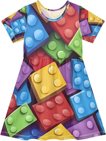 Toddler Dress Girl Clothes A-Line Short Sleeve Sundress Girls Casual Dresses in Saudi Arabia