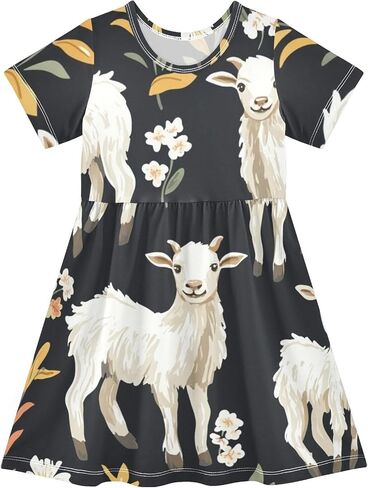 Toddler Dress Girl Clothes A-Line Short Sleeve Sundress Girls Casual Dresses in Saudi Arabia