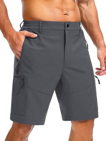 Men's Hiking Cargo Shorts with 5 Zipper Pockets 9" Lightweight Quick Dry Stretch Shorts for Summer Casual Workout in Saudi Arabia