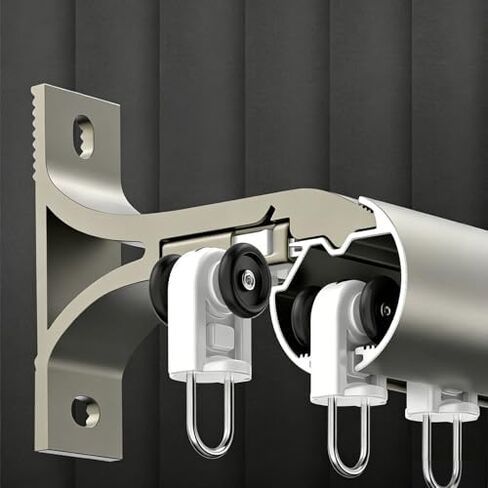 Champagne 5.1M/16.7FT Wall-Mounted Curtain Track System - Aluminum Sliding Rail with Silent Rollers for Living Room & Bedroom, Easy Installation Room Divider in Kuwait