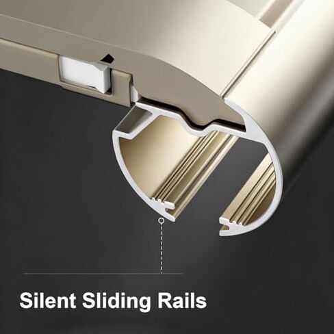 Champagne 5.1M/16.7FT Wall-Mounted Curtain Track System - Aluminum Sliding Rail with Silent Rollers for Living Room & Bedroom, Easy Installation Room Divider in Kuwait