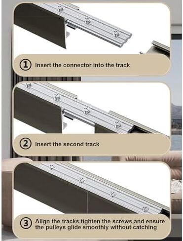 Heavy Duty 9.5FT Aluminum Curtain Track Kit with Mounting Hardware - Ideal for Bay Windows, Balconies, Room Dividers & Privacy Curtains - Upgrade Your Home Décor Now! in Kuwait