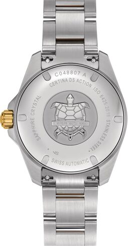 ساعة سيرتينا للرجال، DS Action Diver 38mm Powermatic 80، ستانلس ستيل، سويسرية أوتوماتيكية، أزرق وذهبي، ستانلس ستيل، (C0488072204100) in Kuwait