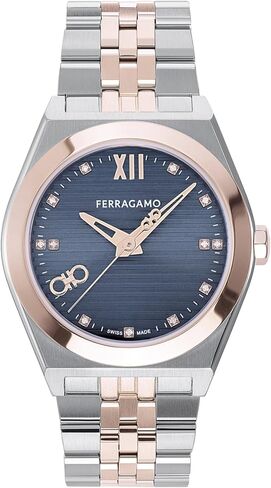 ساعة Ferragamo Vega الفاخرة للرجال مع سوار وحافظة ذات لونين وميناء أزرق in Kuwait
