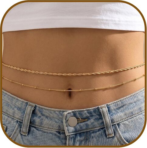 Buelkmag Waist Chain for Women Layered Gold and Silver Toned Belly Chains Adjustable Waterproof Body Jewelry Summer Beach Bikini and Daily Wear in Saudi Arabia