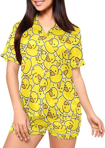 Pajamas Set for Women Short Sleeve Sleepwear Button Down Satin Pjs Soft 2 Piece Lounge Sets S-XXL in Kuwait