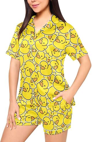 Pajamas Set for Women Short Sleeve Sleepwear Button Down Satin Pjs Soft 2 Piece Lounge Sets S-XXL in Kuwait